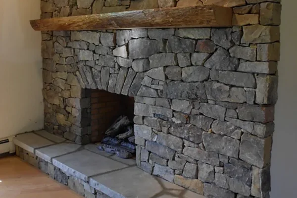 Large stone fireplace